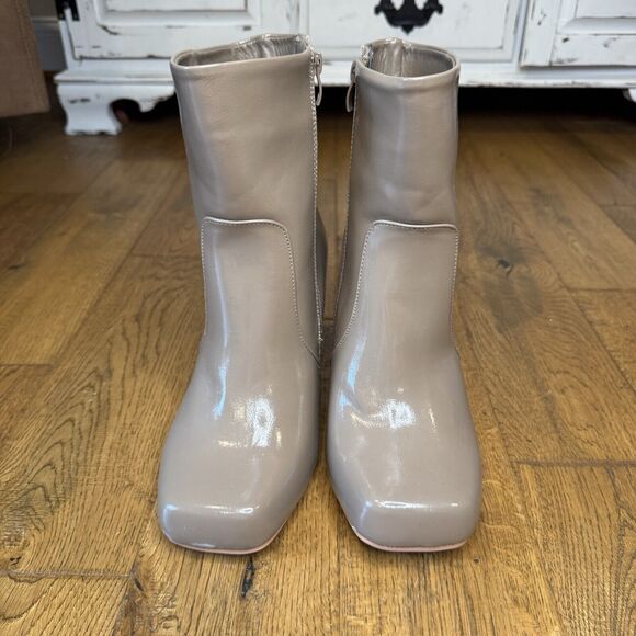 Torrid Womens Y2K Go Go Taupe Platform Boots Square Toe Triangle Block Heel 10WW - Picture 2 of 8